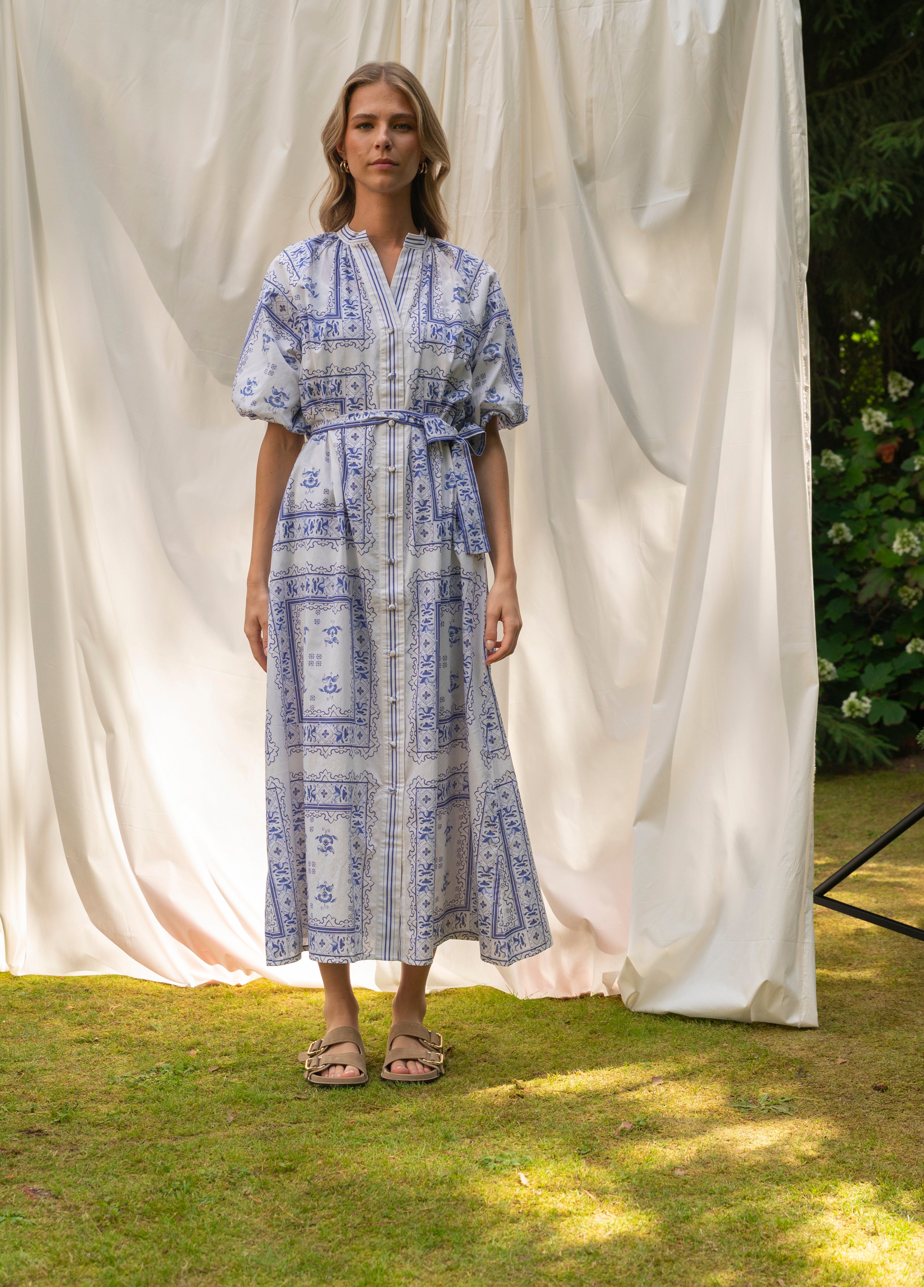 BRDR Bandana Blue Floral Tile Dress Dress