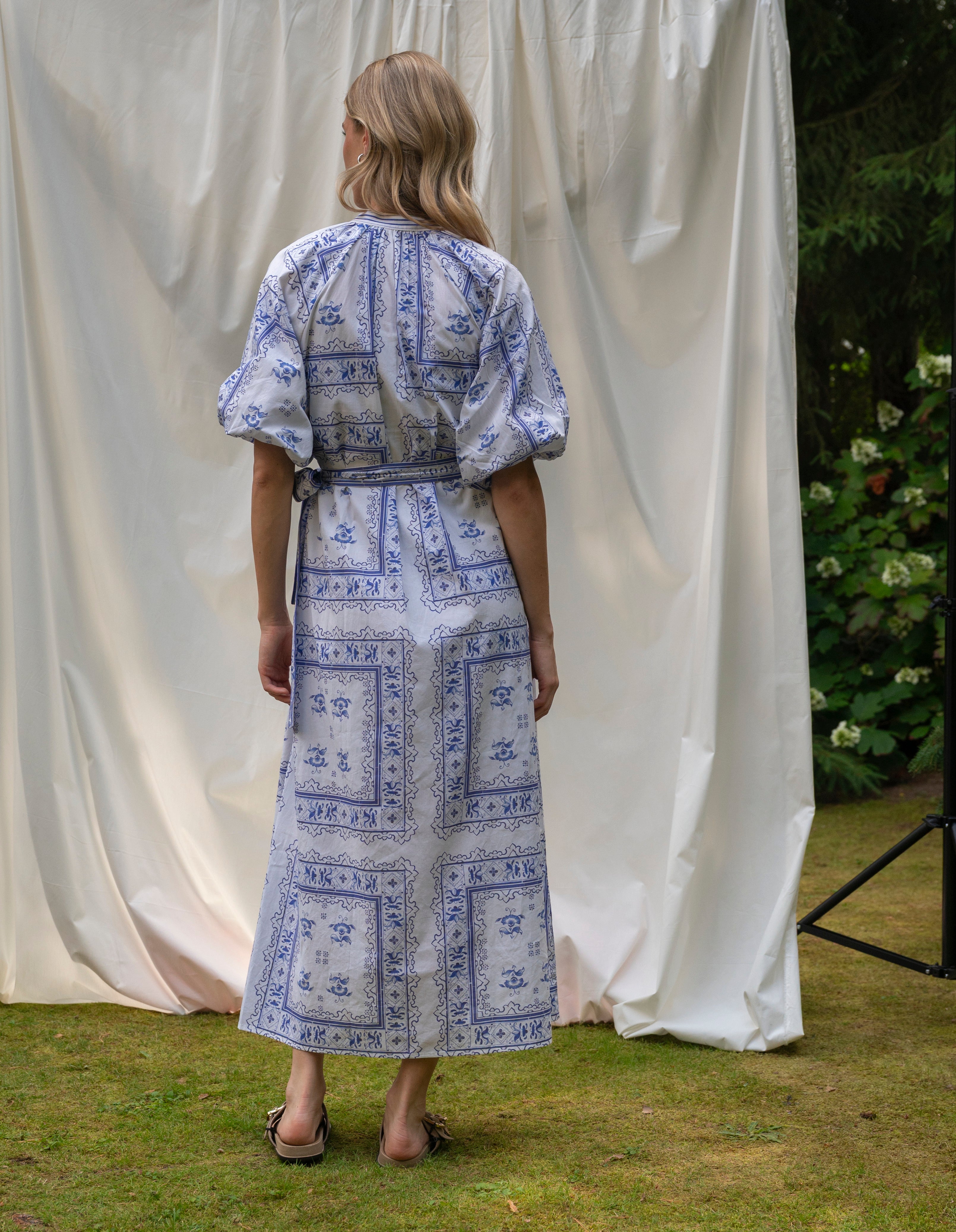 BRDR Bandana Blue Floral Tile Dress Dress