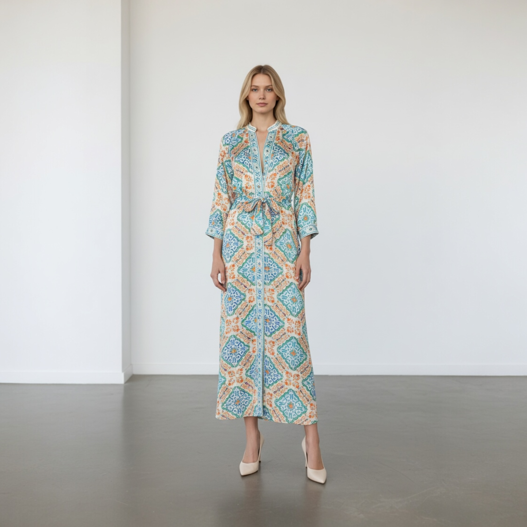 BRDR Bandana Orange Tile Dress Dress