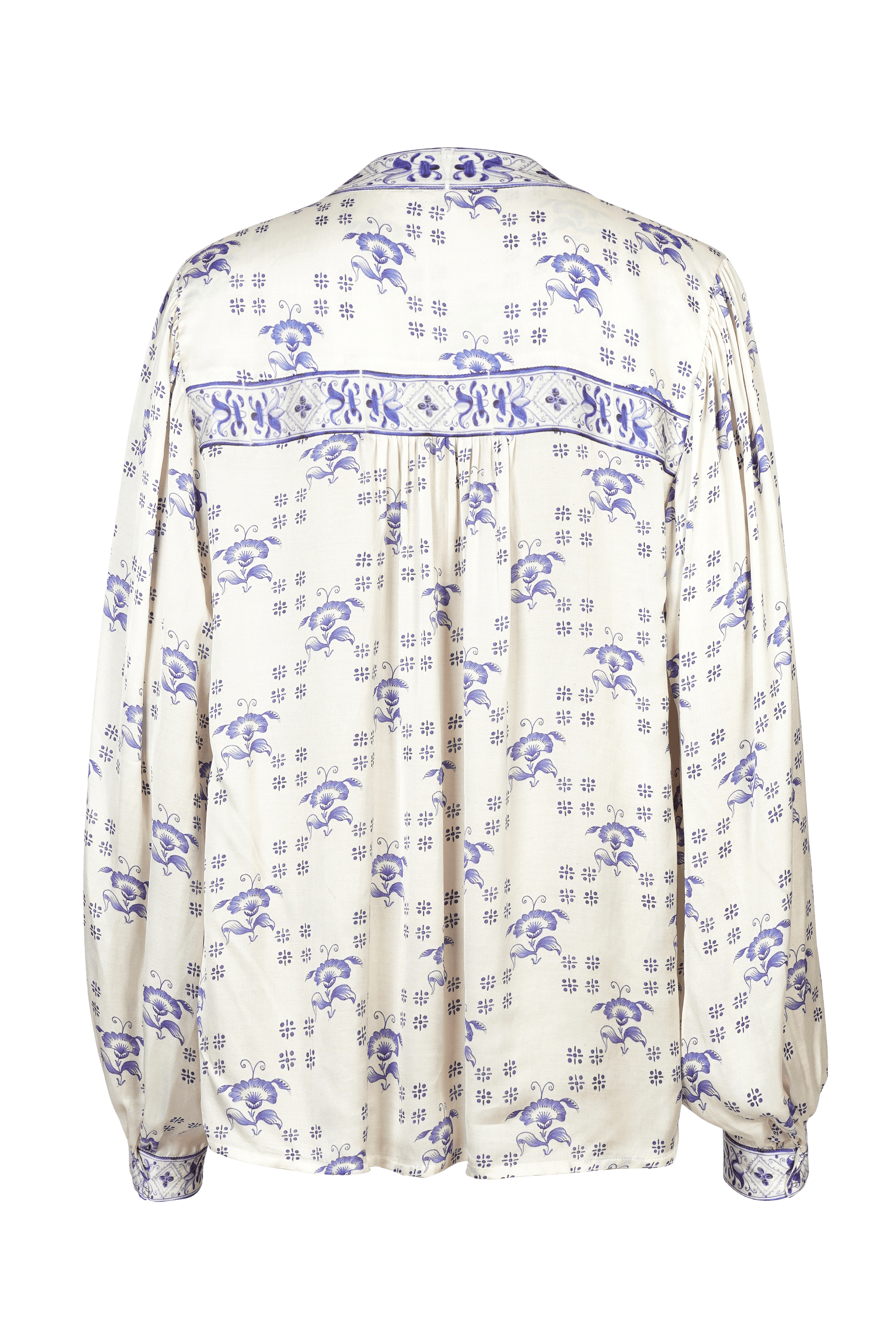 BRDR Bella Blouse - Blue Floral Tile Blouse