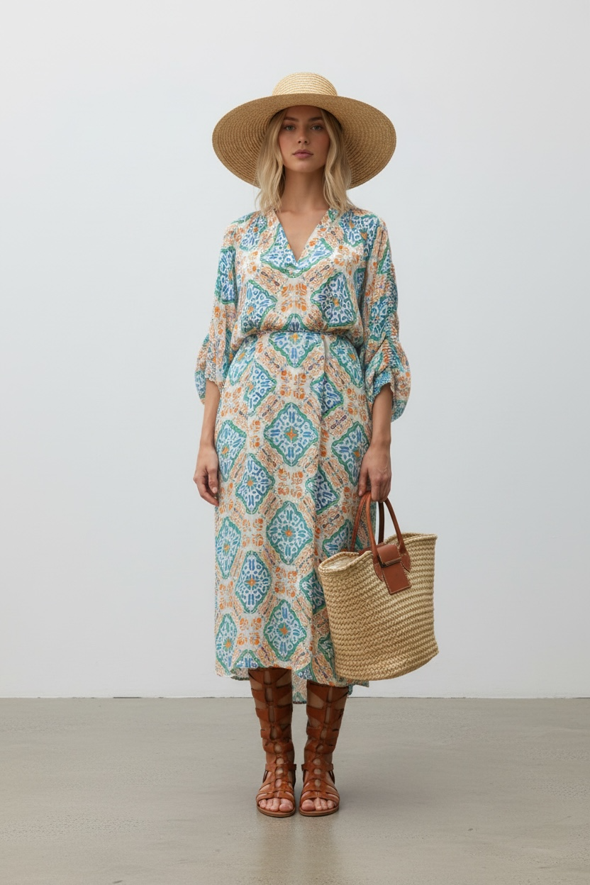 BRDR Tamara Orange Tile Dress Dress