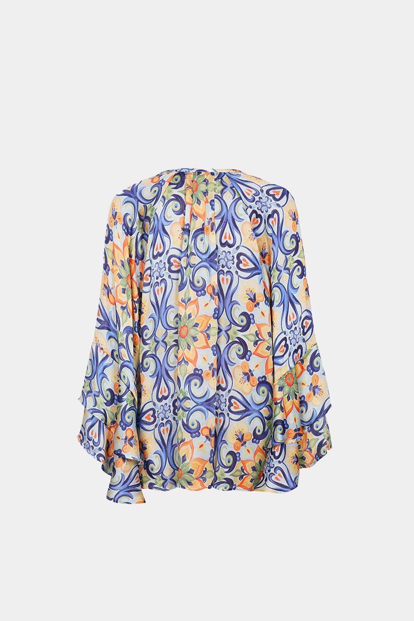 Pucci Orange Floral Tile Blouse