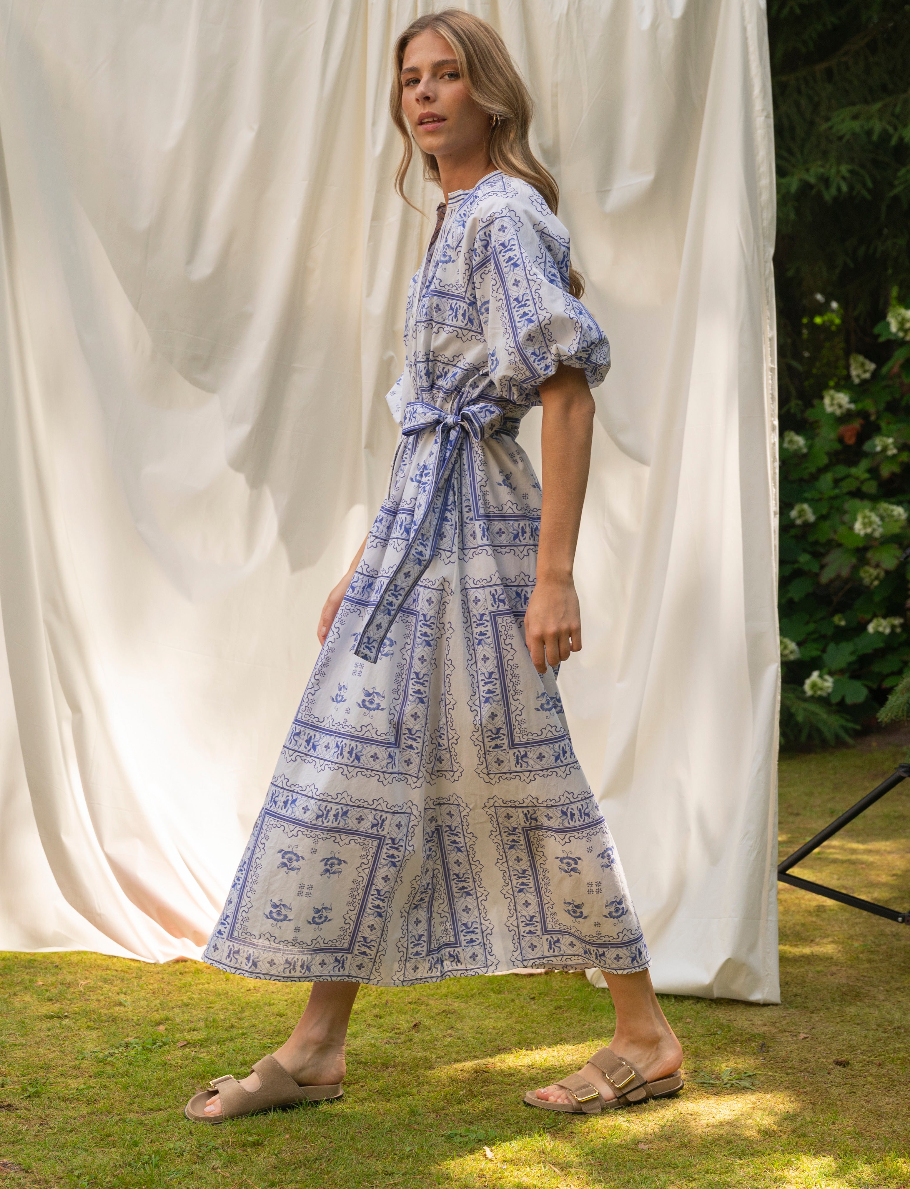 BRDR Bandana Blue Floral Tile Dress Dress