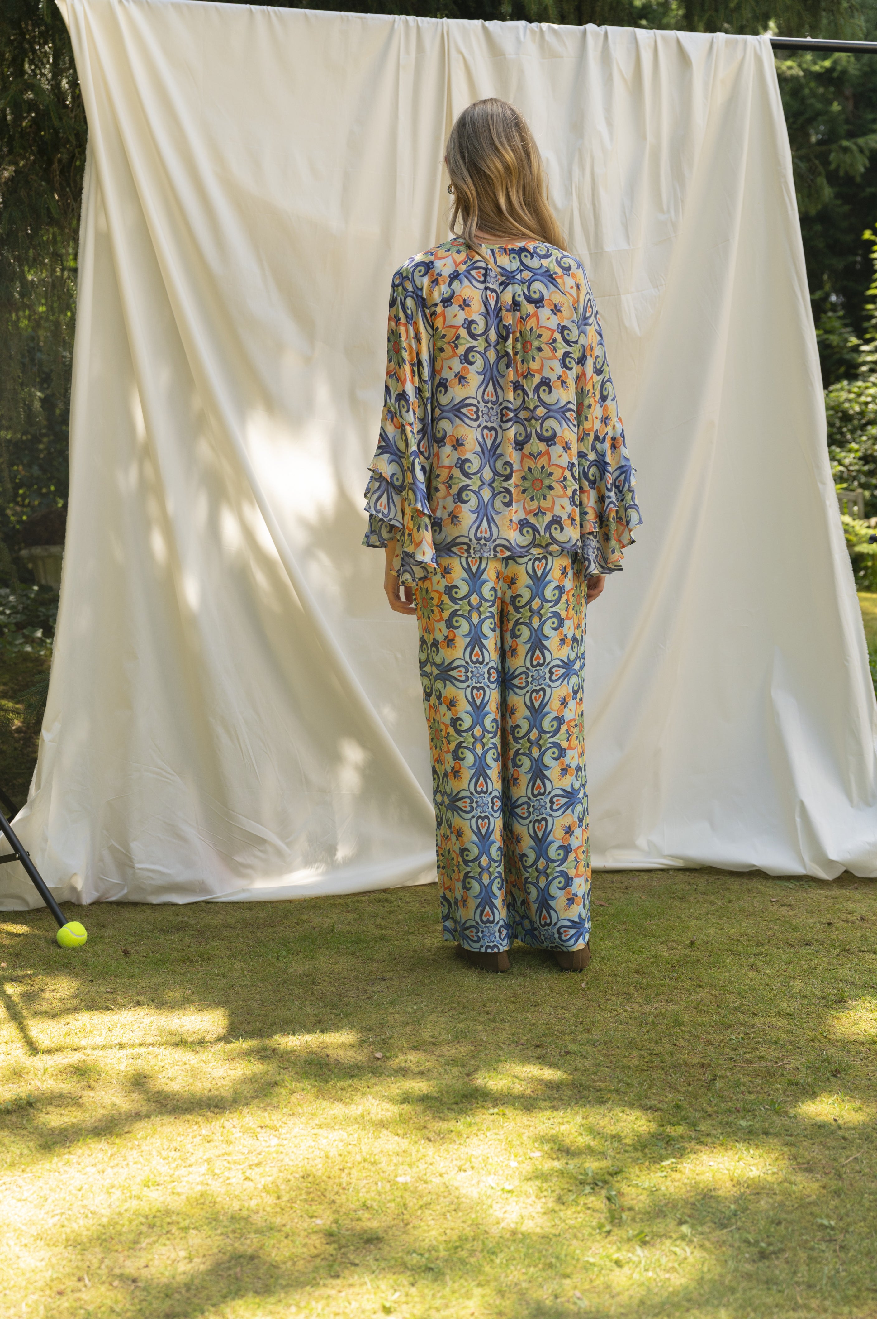 BRDR Pucci Orange Floral Tile Blouse Blouse