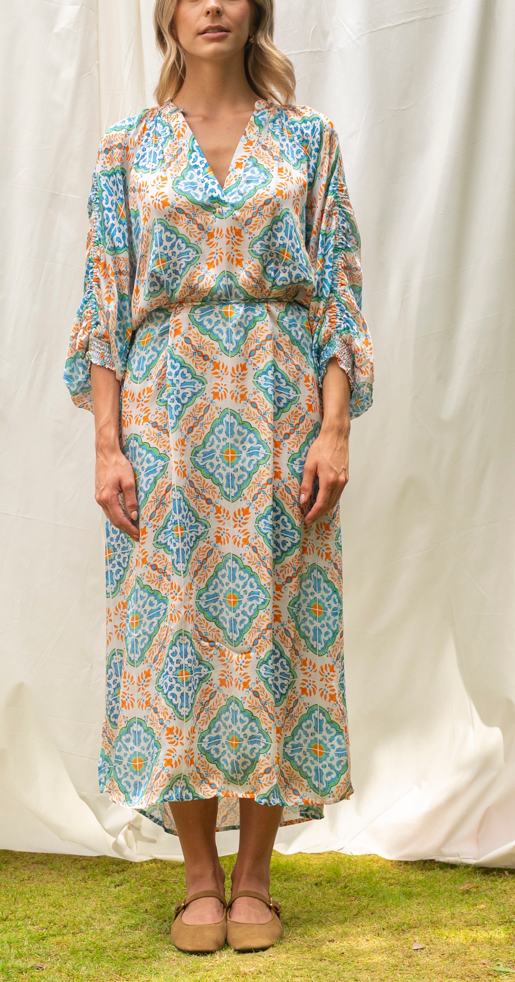 BRDR Tamara Orange Tile Dress Dress